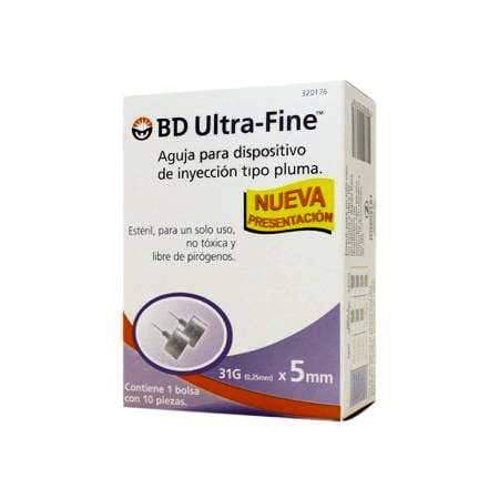 BD Ultra-Fine Aguja De Insulina De Dispositivo Tipo Pluma De 31 Gauge X 5 MM