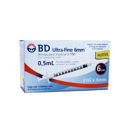 BD Ultra-FineJeringas De Insulina De 0.5 ML Y Aguja Integrada De 31 Gauge X 6 MM – 2